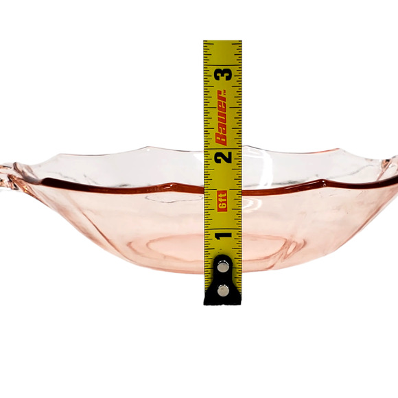 Vtg Decagon Pink Depression Glass 7" Candy Trinket Dish Handles Decor - Picture 4 of 8